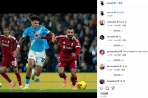 打出信心了!曼城左后卫奥赖利社媒晒对位萨拉赫照:硬!